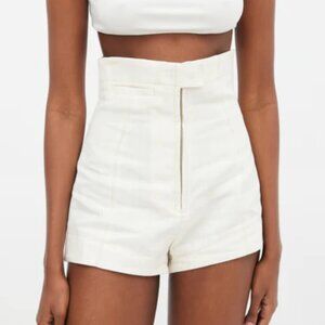 Jacquemus Le Short Areia High-Rise Linen Shorts Size 34 RT $450